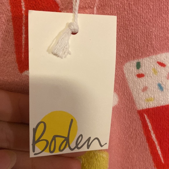 Mini Boden Kids' Ice Cream Spot Towelling Poncho, Pink - Picture 6 of 7